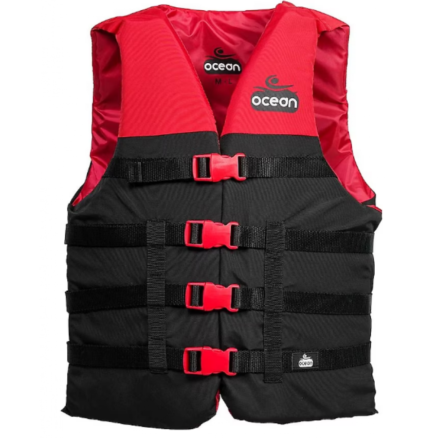 Yüzdürme Yardımcısı Yelek / 4 Tokalı / Yetişkin / Kırmızı / M-L / 70 KG